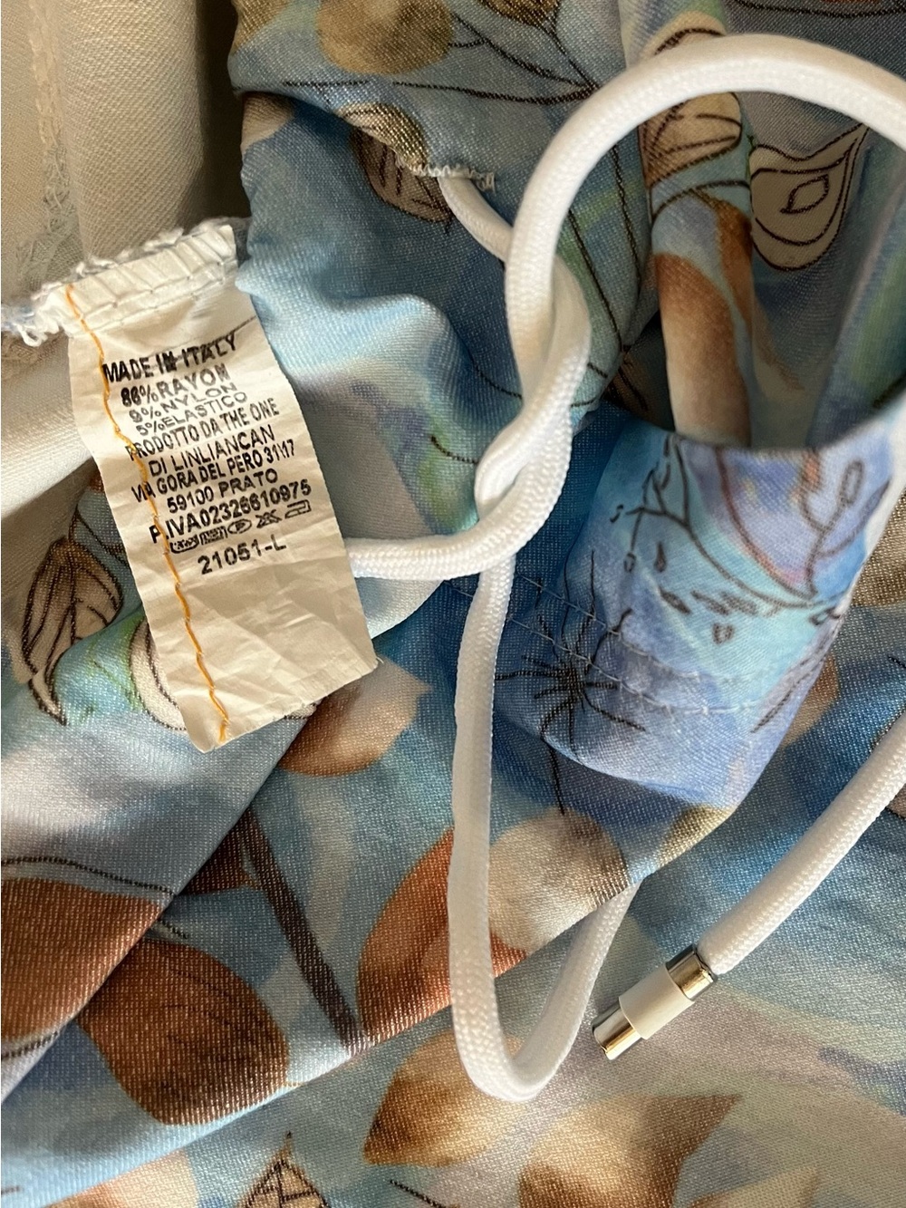 Women’s The One Italian Made Blue Floral Drawstring Stretch Pants L - Picture 3 of 11